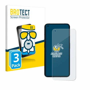 Parte frontale di una confezione del prodotto con il logo del marchio BROTECT. Accanto è raffigurato il dispositivo Nothing Ph