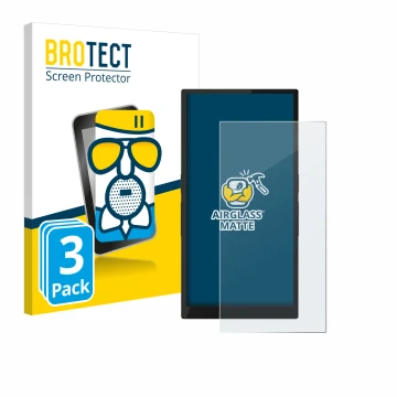 Parte frontale di una confezione del prodotto con il logo del marchio BROTECT. Accanto è raffigurato il dispositivo Hiby R6 Pr
