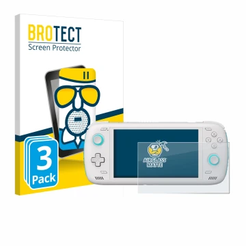 Parte frontale di una confezione del prodotto con il logo del marchio BROTECT. Accanto è raffigurato il dispositivo AYN Odin 2