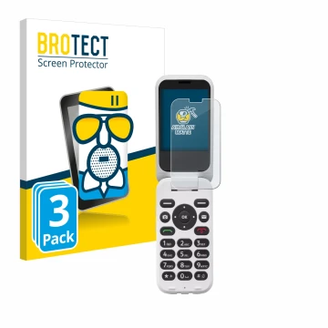 Parte frontale di una confezione del prodotto con il logo del marchio BROTECT. Accanto è raffigurato il dispositivo Doro 6820 