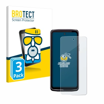 Parte frontale di una confezione del prodotto con il logo del marchio BROTECT. Accanto è raffigurato il dispositivo Crosscall 