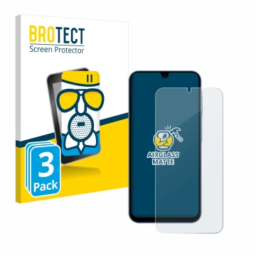 Parte frontale di una confezione del prodotto con il logo del marchio BROTECT. Accanto è raffigurato il dispositivo Samsung Ga
