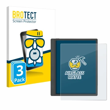 Parte frontale di una confezione del prodotto con il logo del marchio BROTECT. Accanto è raffigurato il dispositivo Boox Tab U