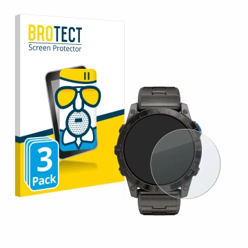 Parte frontale di una confezione del prodotto con il logo del marchio BROTECT. Accanto è raffigurato il dispositivo Garmin D2 