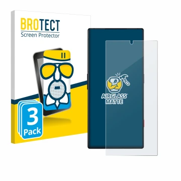 Parte frontale di una confezione del prodotto con il logo del marchio BROTECT. Accanto è raffigurato il dispositivo ZTE Nubia 