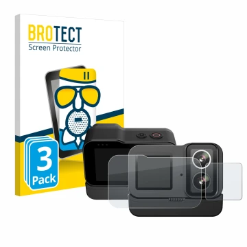 Parte frontale di una confezione del prodotto con il logo del marchio BROTECT. Accanto è raffigurato il dispositivo SJCAM SJ20