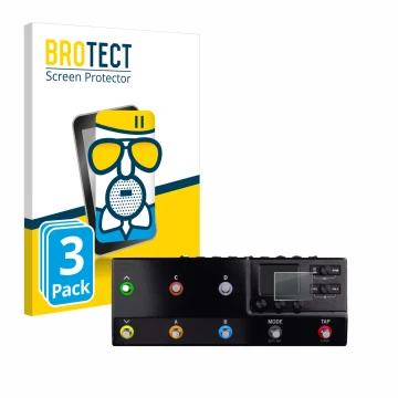 Parte frontale di una confezione del prodotto con il logo del marchio BROTECT. Accanto è raffigurato il dispositivo Line 6 hx 