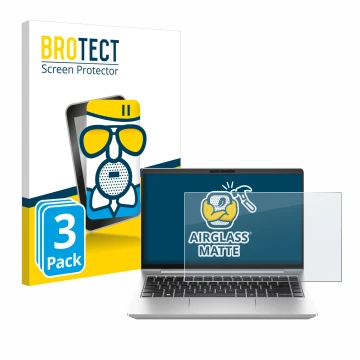 Parte frontale di una confezione del prodotto con il logo del marchio BROTECT. Accanto è raffigurato il dispositivo HP ProBook