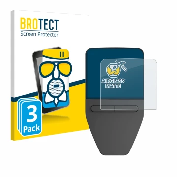 Parte frontale di una confezione del prodotto con il logo del marchio BROTECT. Accanto è raffigurato il dispositivo Trezor Saf