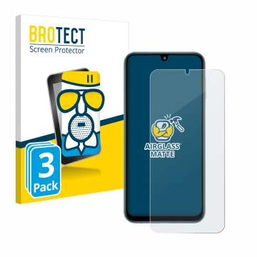 Parte frontale di una confezione del prodotto con il logo del marchio BROTECT. Accanto è raffigurato il dispositivo Samsung Ga
