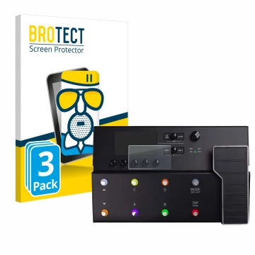 Parte frontale di una confezione del prodotto con il logo del marchio BROTECT. Accanto è raffigurato il dispositivo Line 6 POD