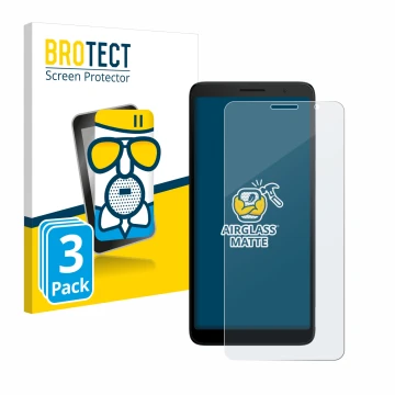 Parte frontale di una confezione del prodotto con il logo del marchio BROTECT. Accanto è raffigurato il dispositivo TCL 501 co