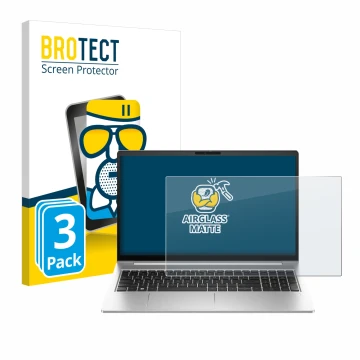 Parte frontale di una confezione del prodotto con il logo del marchio BROTECT. Accanto è raffigurato il dispositivo HP EliteBo
