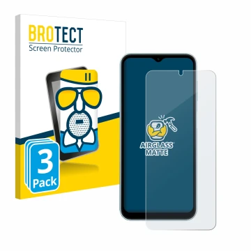 Parte frontale di una confezione del prodotto con il logo del marchio BROTECT. Accanto è raffigurato il dispositivo Samsung Ga
