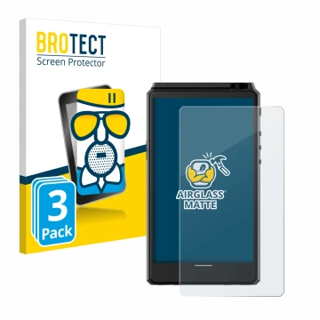 Parte frontale di una confezione del prodotto con il logo del marchio BROTECT. Accanto è raffigurato il dispositivo Hiby R6 II