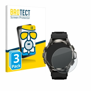 Parte frontale di una confezione del prodotto con il logo del marchio BROTECT. Accanto è raffigurato il dispositivo Kospet Tan