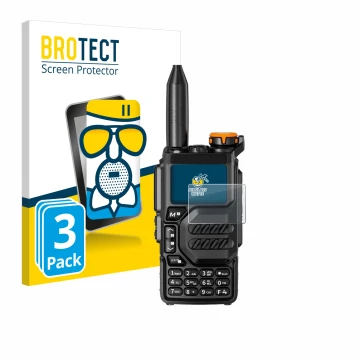 Parte frontale di una confezione del prodotto con il logo del marchio BROTECT. Accanto è raffigurato il dispositivo Quansheng 