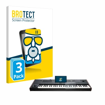 Parte frontale di una confezione del prodotto con il logo del marchio BROTECT. Accanto è raffigurato il dispositivo KORG Pa5X 
