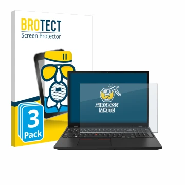 Parte frontale di una confezione del prodotto con il logo del marchio BROTECT. Accanto è raffigurato il dispositivo Lenovo Thi