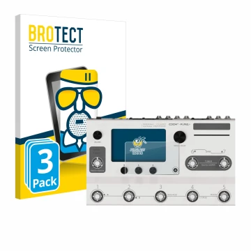 Parte frontale di una confezione del prodotto con il logo del marchio BROTECT. Accanto è raffigurato il dispositivo Hotone Amp