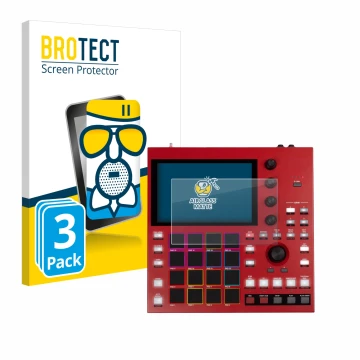 Parte frontale di una confezione del prodotto con il logo del marchio BROTECT. Accanto è raffigurato il dispositivo Akai MPC O
