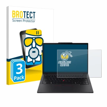 Parte frontale di una confezione del prodotto con il logo del marchio BROTECT. Accanto è raffigurato il dispositivo Lenovo Thi