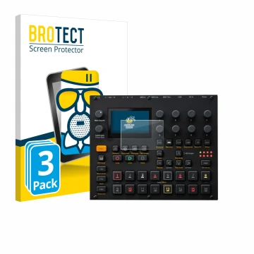 Parte frontale di una confezione del prodotto con il logo del marchio BROTECT. Accanto è raffigurato il dispositivo Elektron D