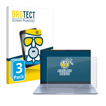 Parte frontale di una confezione del prodotto con il logo del marchio BROTECT. Accanto è raffigurato il dispositivo ASUS Vivob