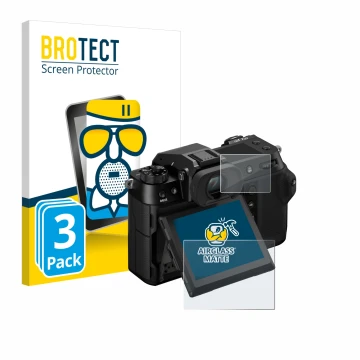 Parte frontale di una confezione del prodotto con il logo del marchio BROTECT. Accanto è raffigurato il dispositivo Fujifilm G