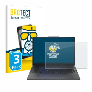 Parte frontale di una confezione del prodotto con il logo del marchio BROTECT. Accanto è raffigurato il dispositivo Lenovo Thi