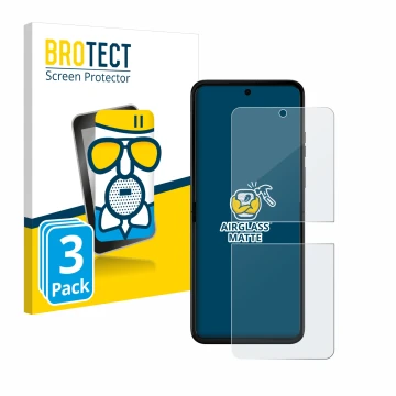 Parte frontale di una confezione del prodotto con il logo del marchio BROTECT. Accanto è raffigurato il dispositivo Motorola R