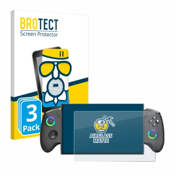 Parte frontale di una confezione del prodotto con il logo del marchio BROTECT. Accanto è raffigurato il dispositivo OneXPlayer