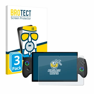 Parte frontale di una confezione del prodotto con il logo del marchio BROTECT. Accanto è raffigurato il dispositivo OneXPlayer
