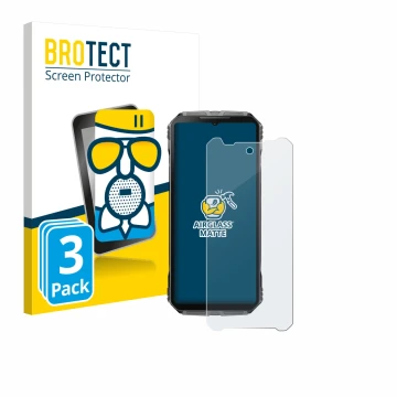 Parte frontale di una confezione del prodotto con il logo del marchio BROTECT. Accanto è raffigurato il dispositivo Doogee V40