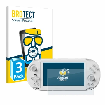 Parte frontale di una confezione del prodotto con il logo del marchio BROTECT. Accanto è raffigurato il dispositivo AYN Odin 2