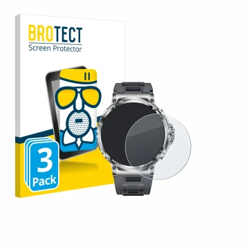 Parte frontale di una confezione del prodotto con il logo del marchio BROTECT. Accanto è raffigurato il dispositivo Smartwatch
