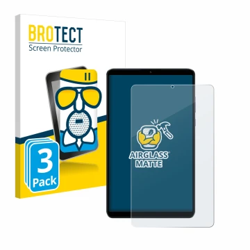 Parte frontale di una confezione del prodotto con il logo del marchio BROTECT. Accanto è raffigurato il dispositivo Xiaomi Red