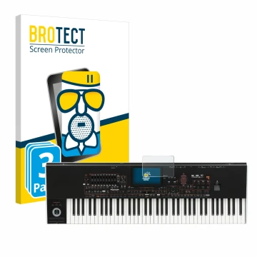 Parte frontale di una confezione del prodotto con il logo del marchio BROTECT. Accanto è raffigurato il dispositivo KORG Pa4x 