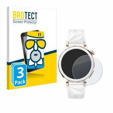 Parte frontale di una confezione del prodotto con il logo del marchio BROTECT. Accanto è raffigurato il dispositivo Huawei Wat