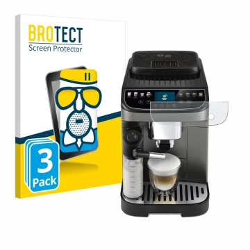 Parte frontale di una confezione del prodotto con il logo del marchio BROTECT. Accanto è raffigurato il dispositivo DeLonghi M
