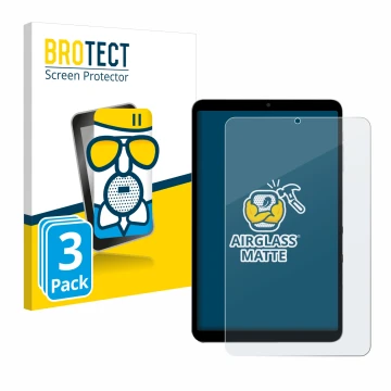 Parte frontale di una confezione del prodotto con il logo del marchio BROTECT. Accanto è raffigurato il dispositivo Alldocube 
