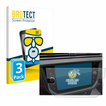 Parte frontale di una confezione del prodotto con il logo del marchio BROTECT. Accanto è raffigurato il dispositivo Seat Arona