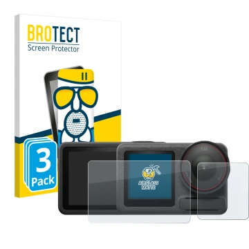 Parte frontale di una confezione del prodotto con il logo del marchio BROTECT. Accanto è raffigurato il dispositivo DJI Osmo A