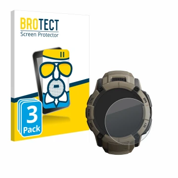 Parte frontale di una confezione del prodotto con il logo del marchio BROTECT. Accanto è raffigurato il dispositivo Garmin Ins