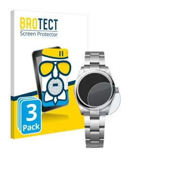 Parte frontale di una confezione del prodotto con il logo del marchio BROTECT. Accanto è raffigurato il dispositivo Rolex Oyst