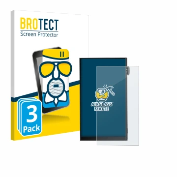 Parte frontale di una confezione del prodotto con il logo del marchio BROTECT. Accanto è raffigurato il dispositivo iBasso DX1