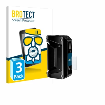 Parte frontale di una confezione del prodotto con il logo del marchio BROTECT. Accanto è raffigurato il dispositivo geekvape A