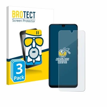 Parte frontale di una confezione del prodotto con il logo del marchio BROTECT. Accanto è raffigurato il dispositivo Xiaomi Red