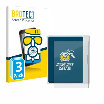 Parte frontale di una confezione del prodotto con il logo del marchio BROTECT. Accanto è raffigurato il dispositivo Boox Go Co