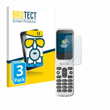 Parte frontale di una confezione del prodotto con il logo del marchio BROTECT. Accanto è raffigurato il dispositivo Doro 2820 
